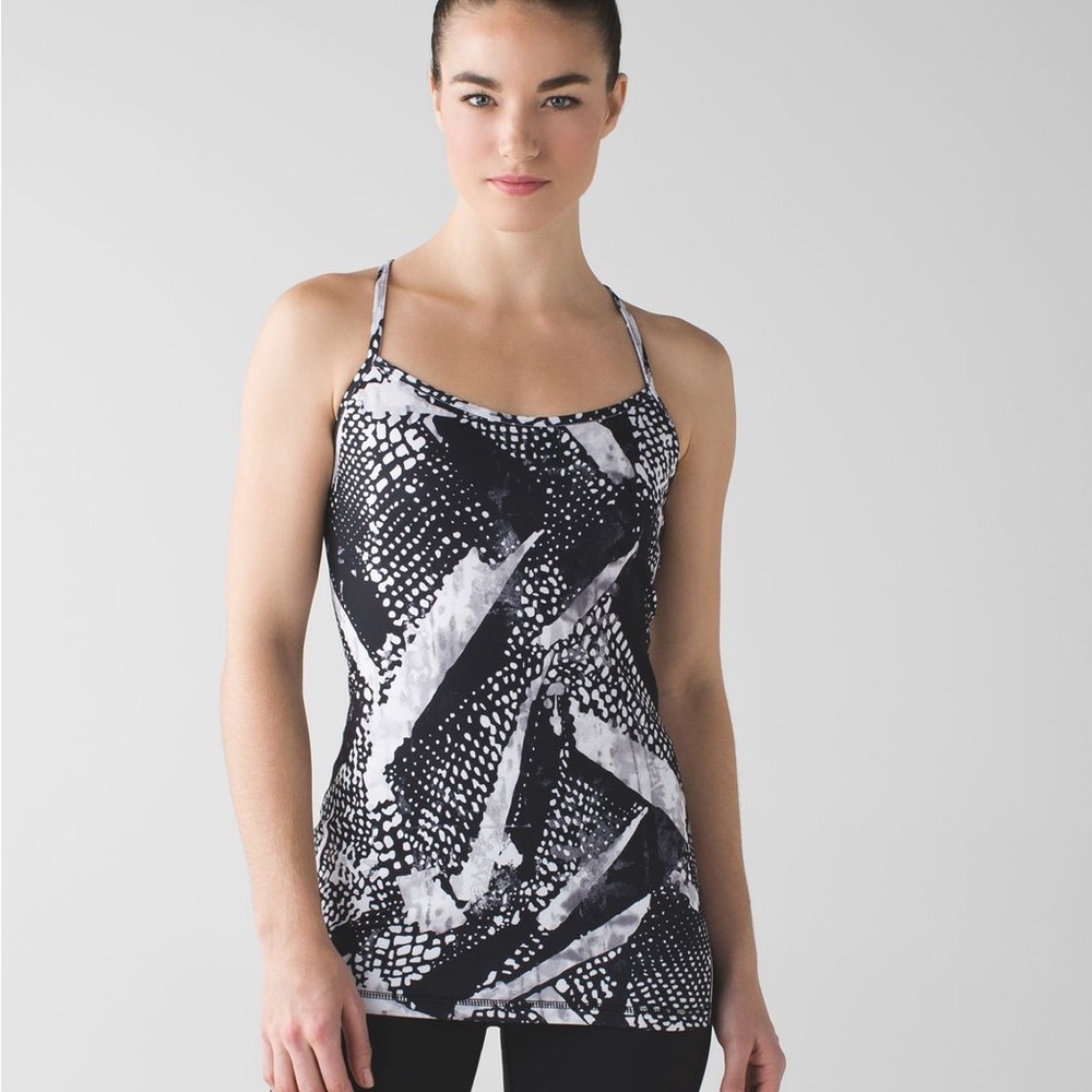 Lululemon Power Y Tank *Luon - Static Mist White Black • SIZE 6